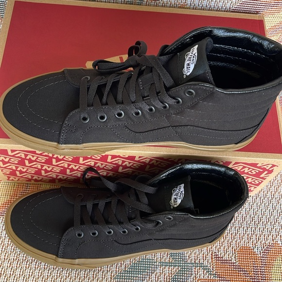 Vans WMNS Unisex Sk8-Mid Reissue Reflective Skate Shoe Canvas Gum Black/Light Gm - Picture 4 of 16